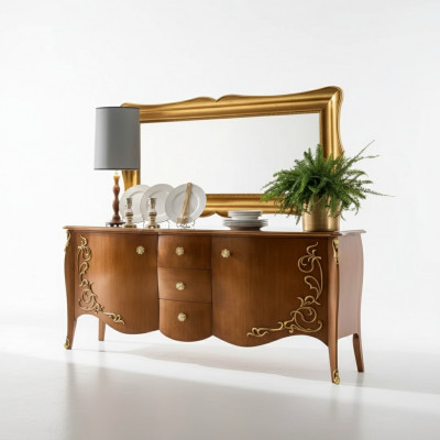 Sideboard Italienesch Miwwelen Spigel 2-teilg Kommode Sideboard Schaf Holz