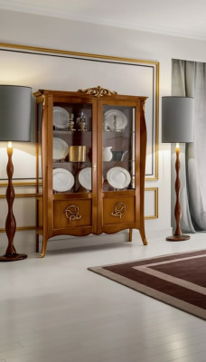 Luxus Holz Vitrine Anrichte Design Braun Italienesch Miwwelen Schaf Nei