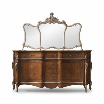 Sideboard mat Spigel Wunnzëmmer Anrichte Miwwelen Design Schaf Brong Nei