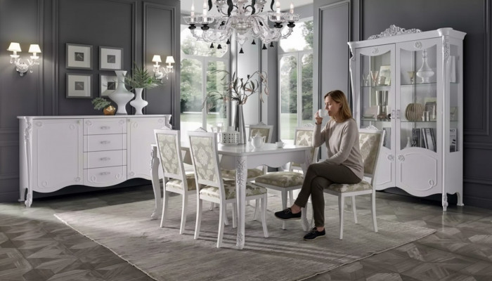 Iessdësch 4x Stullen Stull Iesszëmmer Iessgrupp Modern Sideboard Garnitur