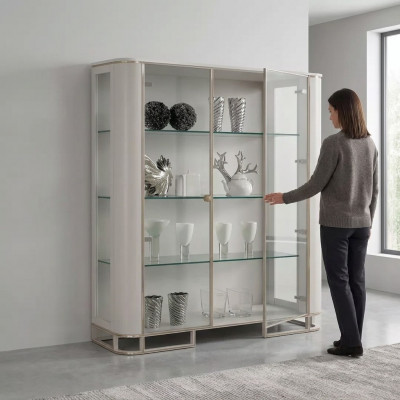 Vitrinn Holz Luxus Klassesch Säitenschaf Design Miwwelen Italienesch Wäiss