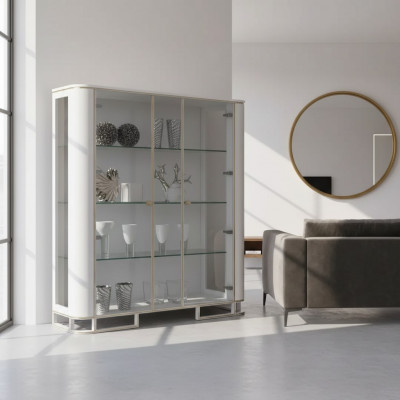 Vitrinn Holz Luxus Klassesch Säitenschaf Design Miwwelen Italienesch Wäiss