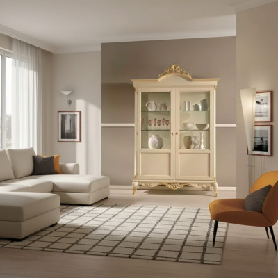 Design Holz Schaf Vitrin Schief Italienesch Stil Miwwelen Anricht