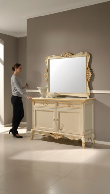 Luxus Sideboard Spigel 2tlg Kommouden Wunnzëmmer Design Miwwel Béisch