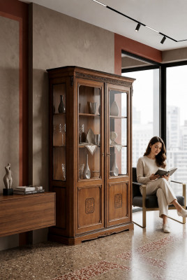 Italienesch Miwwelen Design Holz Klassesch Stil Vitrinn Schaf Regal