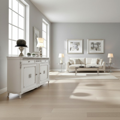 Sideboard Komod Luxus Schief Liewenzëmmer Holz Wäiss Klassesch Miwwelen