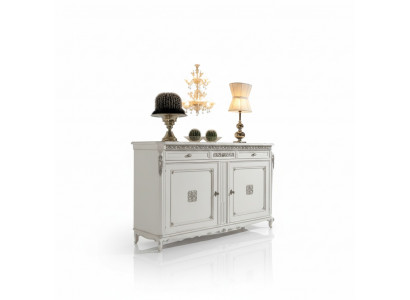 Sideboard Komod Luxus Schief Liewenzëmmer Holz Wäiss Klassesch Miwwelen