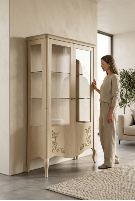 Vitrine Holz Luxus Klassesch Anrichte Design Miwwelen Italienesch Beige