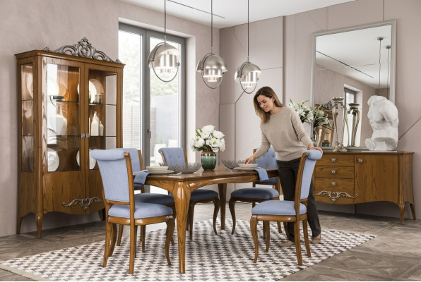 Iesszëmmer Set Garnitur Dësch 6x Still Design Sideboard Miwwelen Luxus Nei