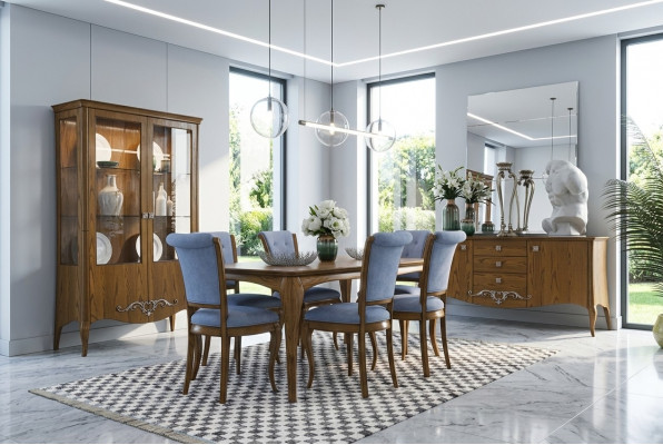 Iesszëmmer Set Garnitur Dësch 6x Still Design Sideboard Miwwelen Luxus Nei