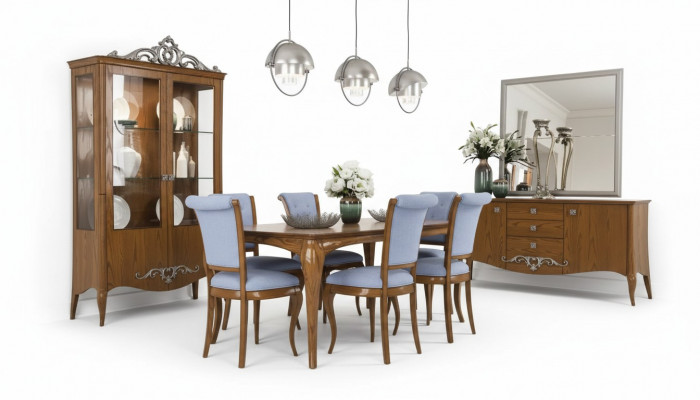 Iesszëmmer Set Garnitur Dësch 6x Still Design Sideboard Miwwelen Luxus Nei