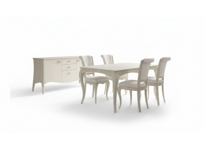 Iesszëmmer Set Wäiss Iessdësch 4x Still Sideboard Elegantes Design Nei 6tlg.