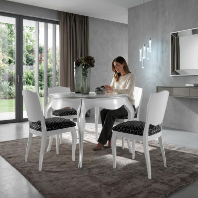 Iessdësch Iesszëmmer Holz Wäiss Ronn Dësch Klassesch Italienesch Miwwelen Dëscher Nei