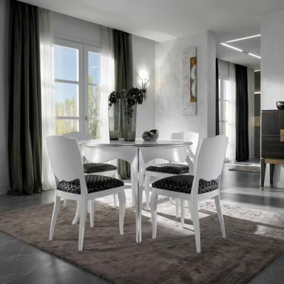 Iessdësch Iesszëmmer Holz Wäiss Ronn Dësch Klassesch Italienesch Miwwelen Dëscher Nei