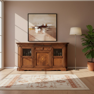 Sideboard Wunnzëmmer Kommode mat Tiräng Holz Schaf Brong Nei