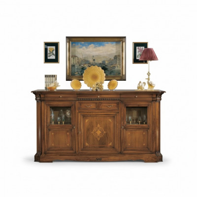 Sideboard Wunnzëmmer Kommode mat Tiräng Holz Schaf Brong Nei