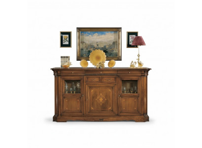 Sideboard Wunnzëmmer Kommode mat Tiräng Holz Schaf Brong Nei