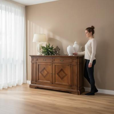 Luxus Italienesch Holzméiwer Kommode Anrichte Stil Braun Sideboard Nei