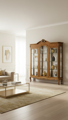 Klassesch Vitrinn Holz Edel Luxus Glas Schaf Holz Regal Vitrinnen