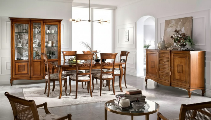 Iessdësch 6x Still Iesszëmmer Iessgrupp Holz Sideboard 9tlg. Garnitur