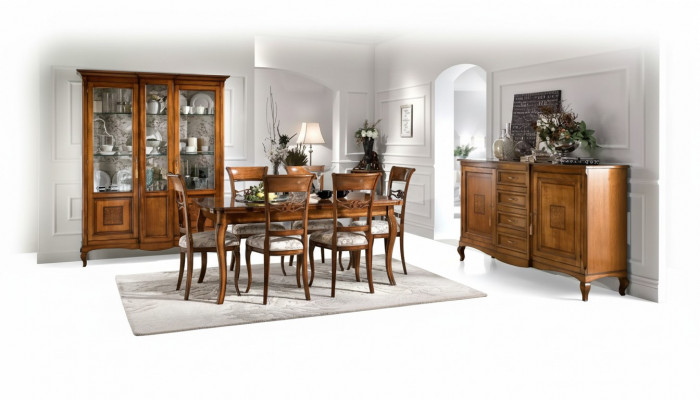 Iessdësch 6x Still Iesszëmmer Iessgrupp Holz Sideboard 9tlg. Garnitur