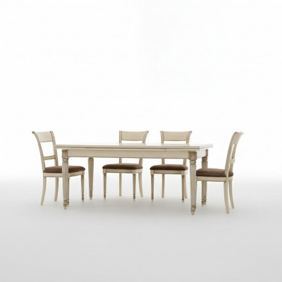 Italienesche Stil Iessdësch 4x Still Holz Dësch Iessset Design 5 Deeler