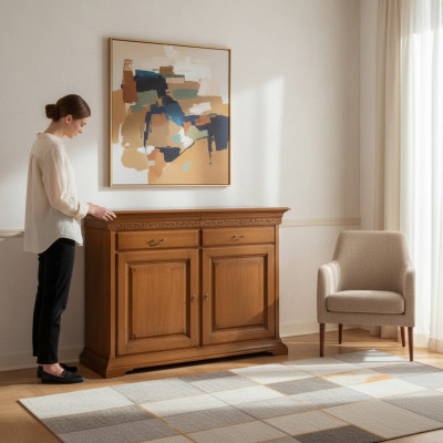 Italienesch Stil Miwwelen Sideboard Braun Luxus Kommode Holz Wunnzëmmer