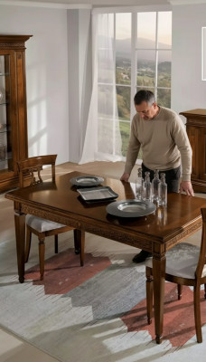 Kompletten Iessdësch 4x Still Iesszëmmer Set Iess Grupp Braun Dësch 5 Deeler