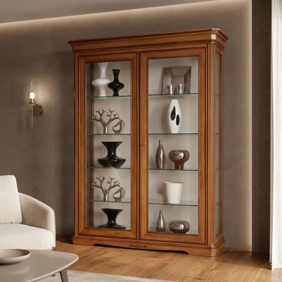 Klassesche Vitrinenschaf Klassesch Glasschaf Brong Schief Hëlz