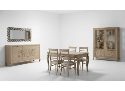 Design Iesszëmmer Set Iessdësch 8-Teileg Holz Miwwel Sideboard 4x Still Neu