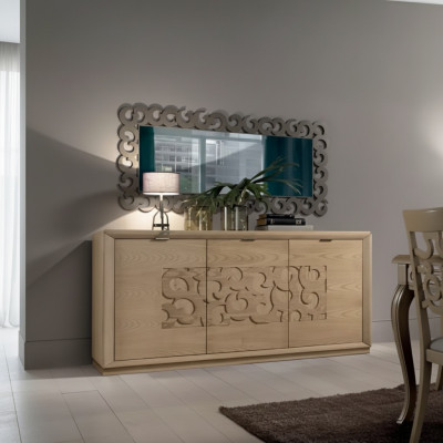 Luxus Säitenschaf Cabinet Spigel Wunnzëmmer Holz Schaf Kommoden Braun 2-deeleg.