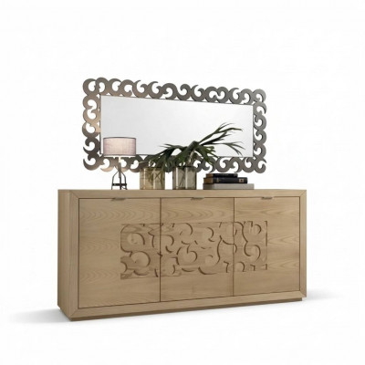 Luxus Säitenschaf Cabinet Spigel Wunnzëmmer Holz Schaf Kommoden Braun 2-deeleg.
