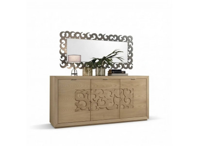 Luxus Säitenschaf Cabinet Spigel Wunnzëmmer Holz Schaf Kommoden Braun 2-deeleg.