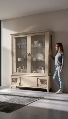 Luxus Vitrinn 2 Dier Holz Schaf Wohnzimmer Glas Schief Design Miwwelen