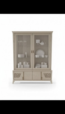 Luxus Vitrinn 2 Dier Holz Schaf Wohnzimmer Glas Schief Design Miwwelen