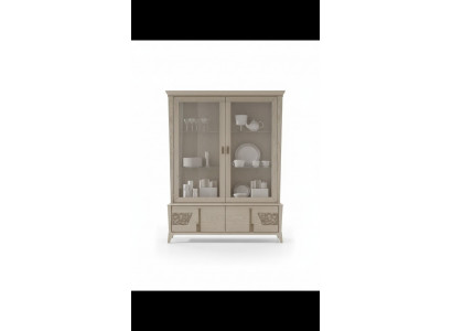 Luxus Vitrinn 2 Dier Holz Schaf Wohnzimmer Glas Schief Design Miwwelen
