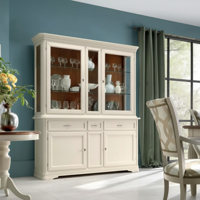 Vitrine Iesszëmmer Dressoir Holz Miwwelen Wunnzëmmer Dressoir Glas Schaf