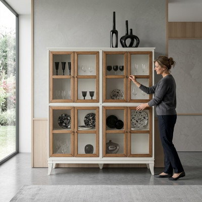 Vitrinn Schief Schränker Vitrinnen Holz Luxus Wunnzëmmer Miwwelen Wäiss Schaf Neit