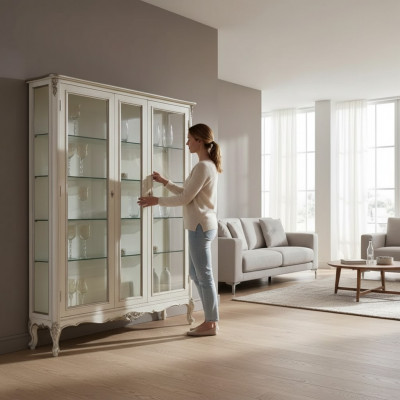 Glasvitrine 2 Dieren Holzvitrinen Wunnzëmmer Schief Design Miwwelen Nei