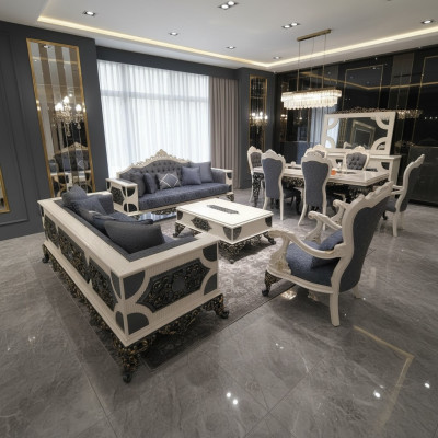 Moderne 4-Teiler Wunnzëmmer-Set Stilvoll 2x Sofen Designer Fauteuil Nei