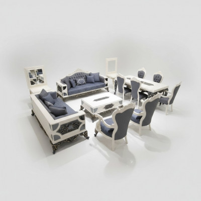 Moderne 4-Teiler Wunnzëmmer-Set Stilvoll 2x Sofen Designer Fauteuil Nei