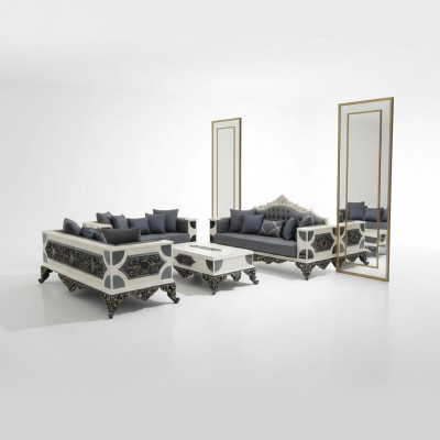 Luxuriéist Set zwee nobel 3-Sëtzer Sofae Héichwäerteg Materialien Sofa Set