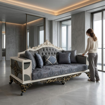 Designer Sofa Modern 3-Sëtzer Sofa Luxus Wunnzëmmer Sofa Neien