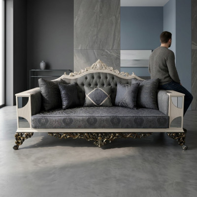 Luxuriéis 3-Sëtzersofa Edel Sofa Elegant Wunnzëmmer Art Deco Sofa Neit