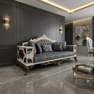 Luxuriéis 3-Sëtzersofa Edel Sofa Elegant Wunnzëmmer Art Deco Sofa Neit
