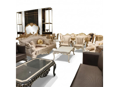 Designer Wunnzëmmer Set Canapéë Stilvolle Fotel Moderne Dësch Sofagarnitur