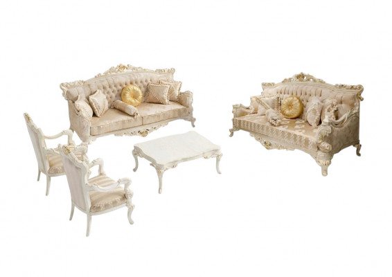 Modern Living-Raum Set Zwee Stilvollen Set 3-Sëtzer Canapéën Designer Fauteuil