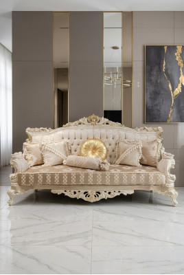 Elegante Sofa 3 Sëtz Plaze Nobele Stilvoll Miwwelen Wunnzëmmer Beige Sofa Nei