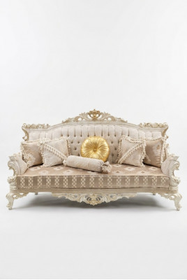 Elegante Sofa 3 Sëtz Plaze Nobele Stilvoll Miwwelen Wunnzëmmer Beige Sofa Nei