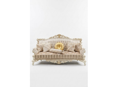 Elegante Sofa 3 Sëtz Plaze Nobele Stilvoll Miwwelen Wunnzëmmer Beige Sofa Nei